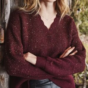 Fat Face Elegant Burgundy Sweater Yasmin Sparkly 10